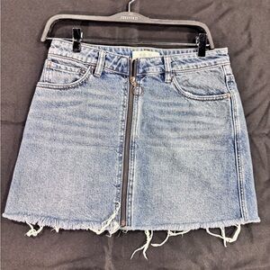 We The Free Light Blue Denim Mini Skirt